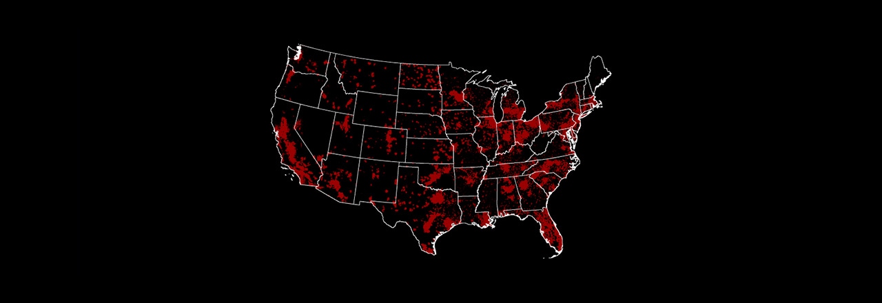Mapa de cobertura 5G de Verizon en EE. UU. que muestra menos cobertura 5G que T-Mobile.​​​​​​​