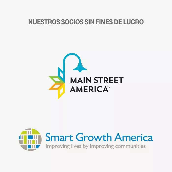 Logotipos de nuestros socios sin fines de lucro, Main Street America y Smart Growth America