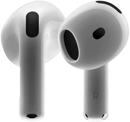 Hardware de AirPods 4, se muestra vista frontal y posterior del nuevo diseño