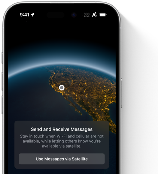 Se muestra ubicación GPS y mensajes de emergencia SOS vía satélite en un iPhone 16