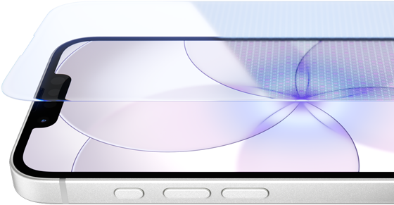 iPhone 17e, exterior frontal con Ceramic Shield 2, exterior lateral, color blanco, botones: Acción, volumen