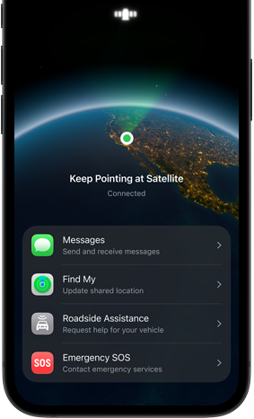 Función de mensajes vía satélite en uso