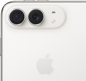 La parte trasera tiene el logotipo de Apple, una cámara doble y un flash