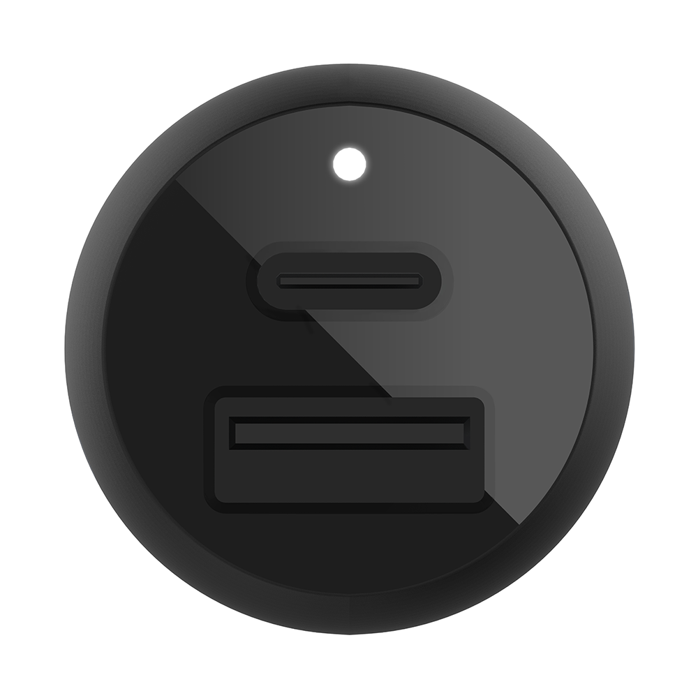 Cargador para auto Belkin doble de 37 W y cable Lightning a USB-C - Negro