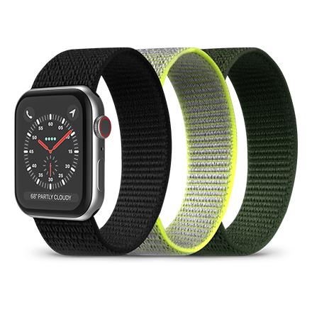 Paquete de 3 correas PureGear con Velcro para el Apple Watch, 42/44/45 mm - Varios colores