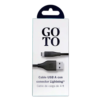 Cable Lightning a USB A GoTo, 4 ft - Negro R2