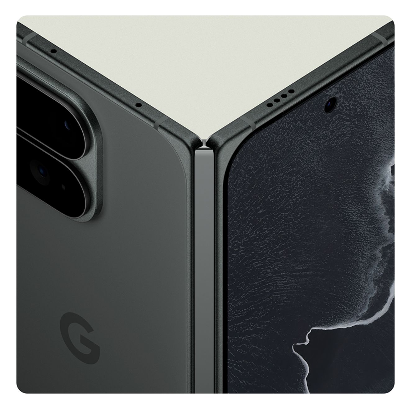 Teléfono Google Pixel 11 Pro Fold abierto.