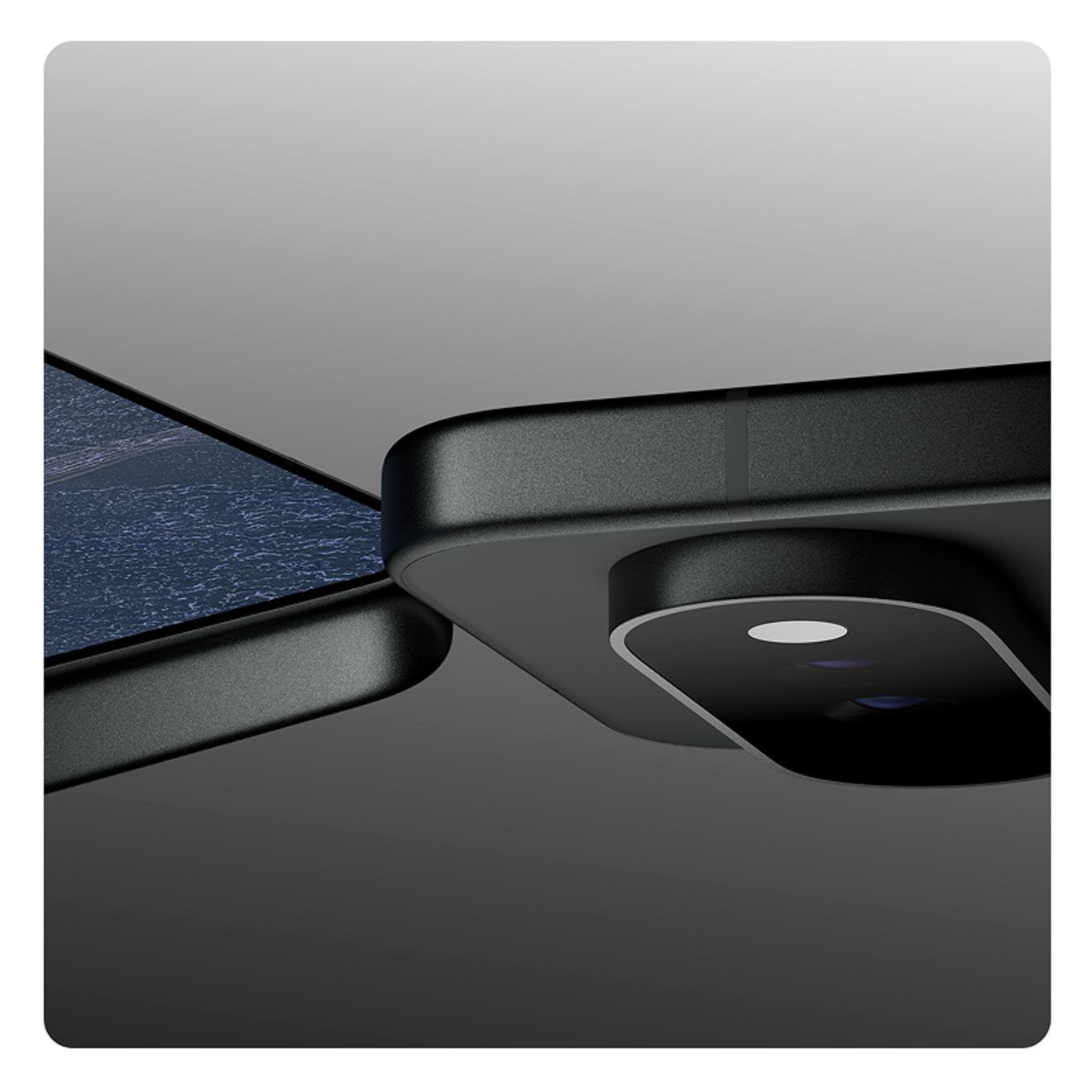 Primer plano de 2 Google Pixel 11 Pro XL en color obsidiana, uno al lado del otro: uno muestra la pantalla grande y el otro, la nueva cámara.