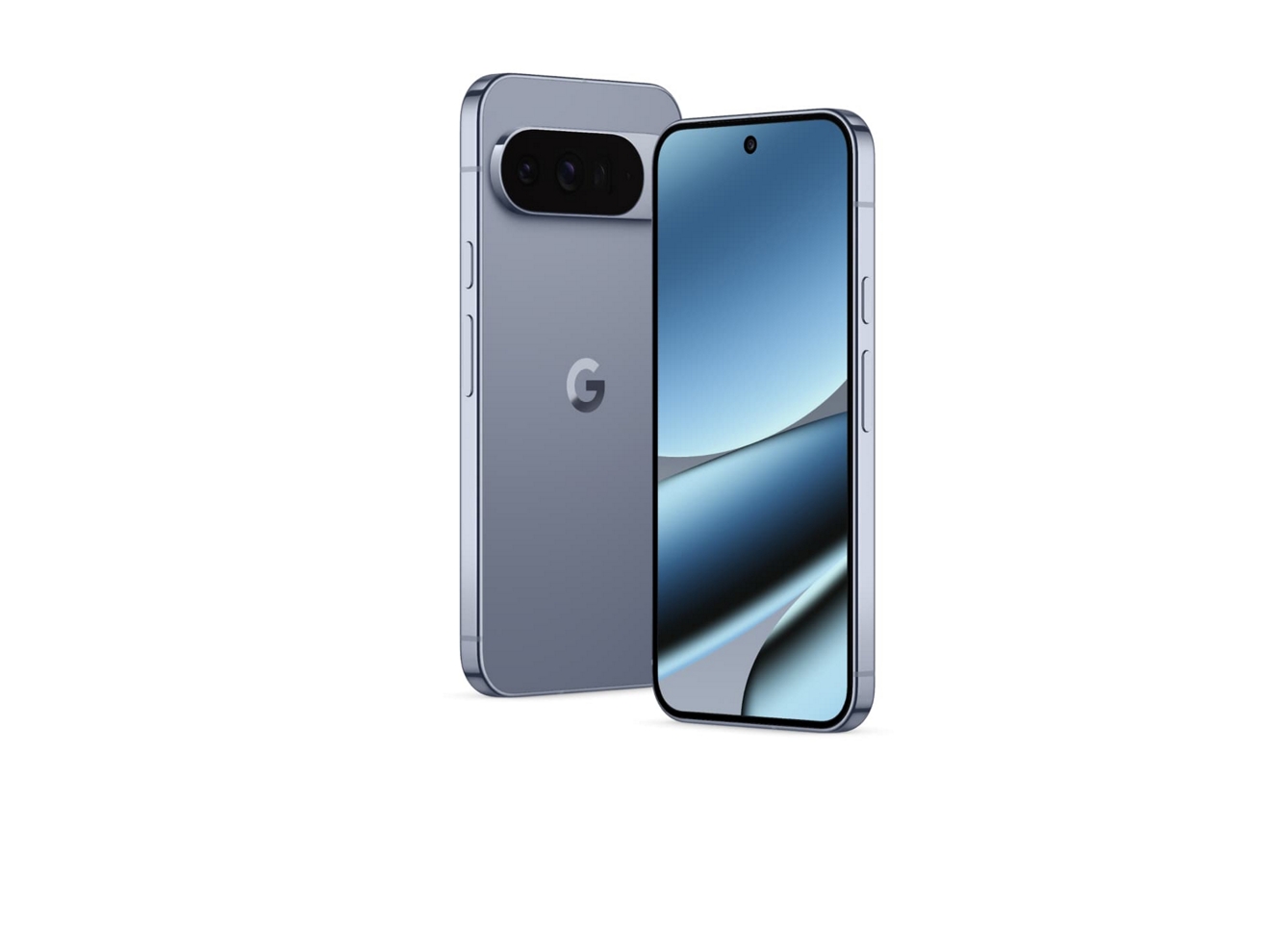 Dos dispositivos Google Pixel 10 Pro XL con Gemini, vista frontal y trasera.