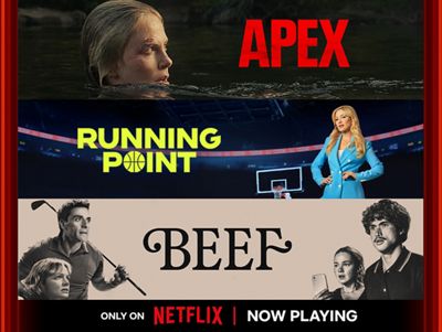 Imagen promocional de Apex, Running Point y Beef, disponible ahora solo en Netflix.