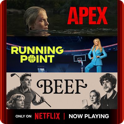 Imagen promocional de Apex, Running Point y Beef, disponible ahora solo en Netflix.