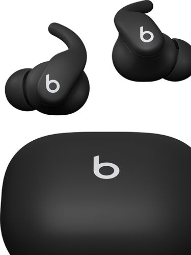 Audífonos Black Beats Powerbeats Fit en estuche negro.