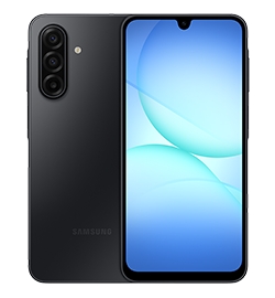 Vista frontal y posterior de dos dispositivos Samsung Galaxy A17 5G.