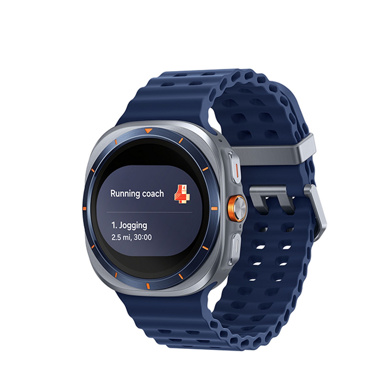 Imagen del Watch8 Ultra con el entrenador de running en la pantalla.