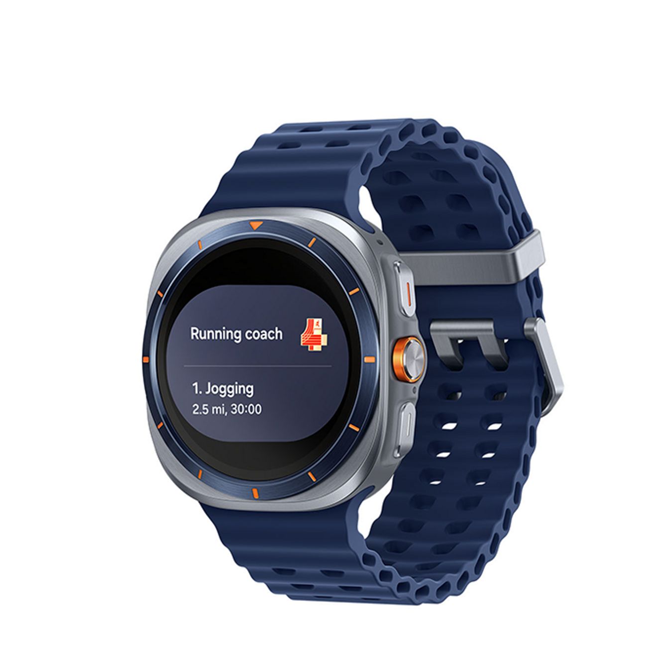 Imagen del Watch8 Ultra con el entrenador de running en la pantalla.