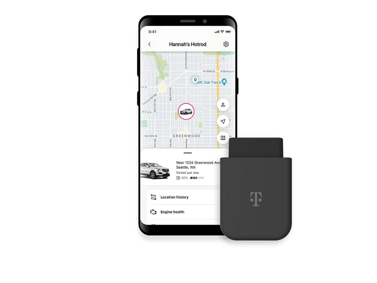 Un smartphone con un dispositivo SyncUp DRIVE®