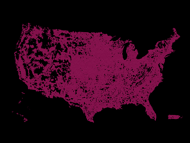 Mapa de cobertura de los EE. UU. en color magenta