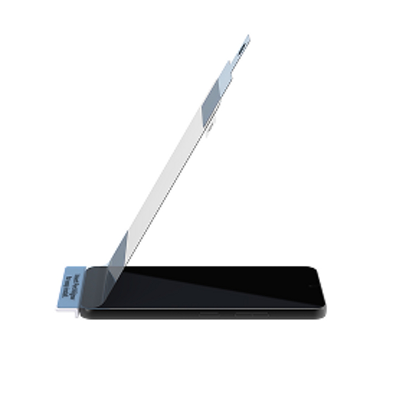 Se está aplicando un protector de pantalla de vidrio templado de la marca GoTo a un T-Mobile Revvl 8 Pro negro.