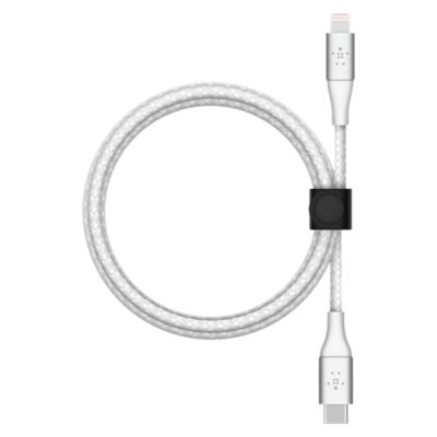 Cable trenzado USB-C a Lightning Belkin BOOST CHARGE, 2 m - Blanco