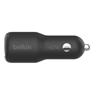Cargador doble para auto Belkin de  42 W con cable USB-C a USB-C, 1 m - Negro-slide-1