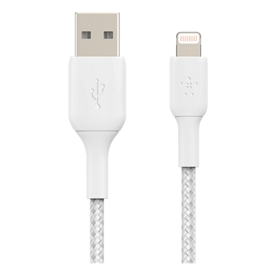 Cable trenzado USB-A a Lightning Belkin BoostCharge de 1 m - Blanco-slide-0