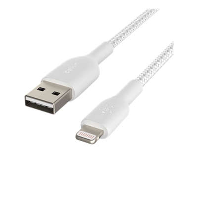 Cable trenzado USB-A a Lightning Belkin BoostCharge de 1 m - Blanco-slide-1