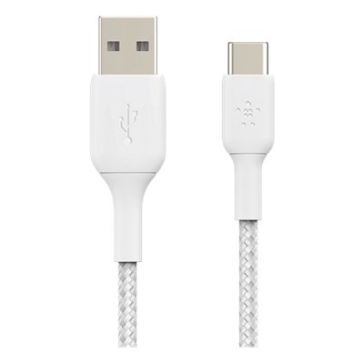Cable trenzado USB-A a USB-C Belkin BoostCharge de 1 m - Blanco-slide-0