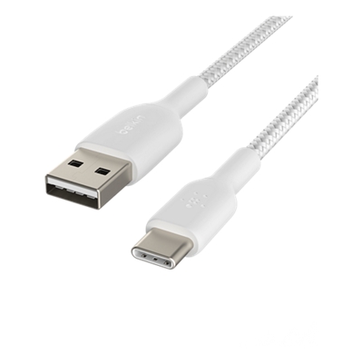 Cable trenzado USB-A a USB-C Belkin BoostCharge de 1 m - Blanco-slide-1