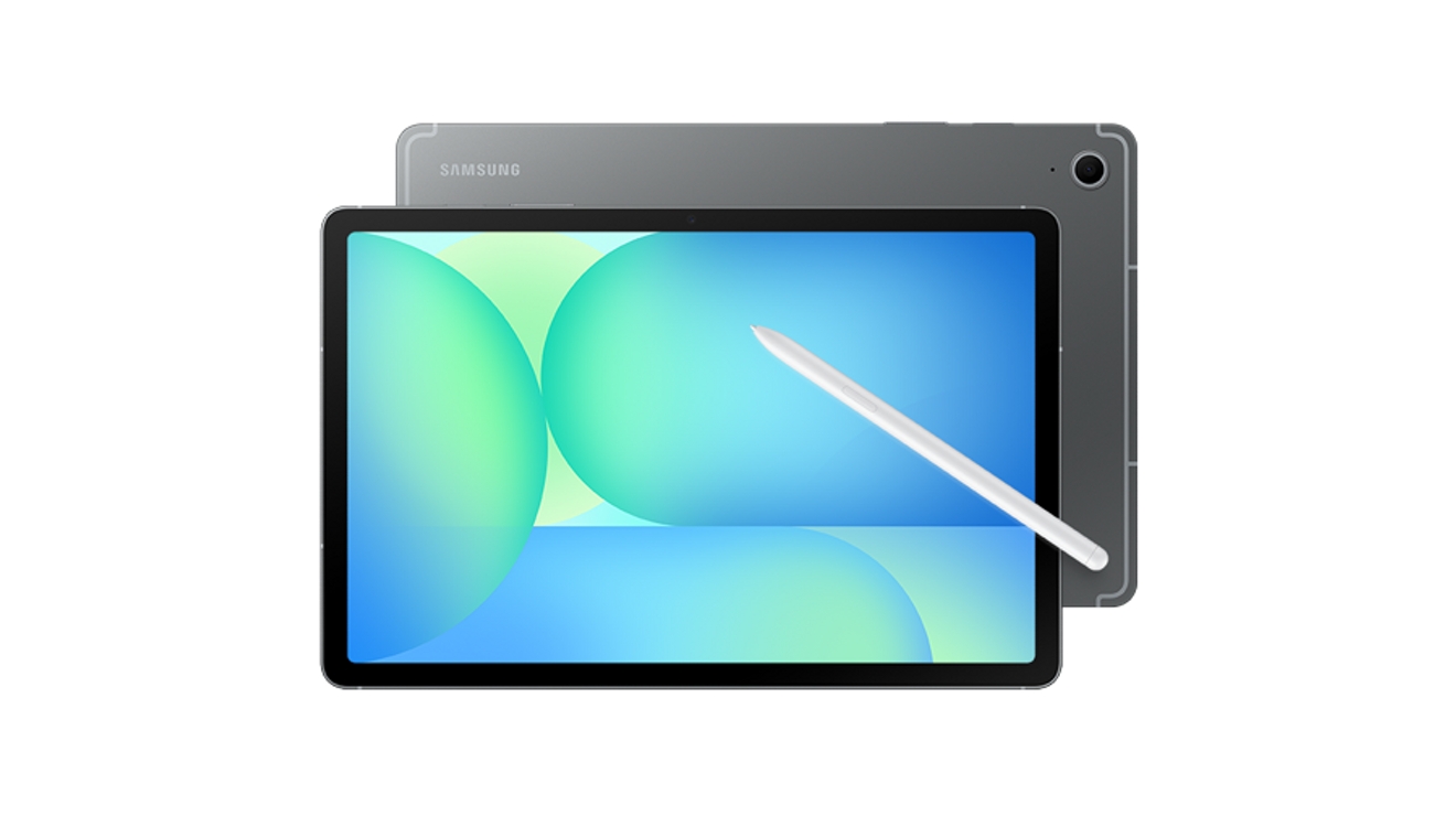 Vista frontal y posterior de la tablet Samsung Galaxy S10 con lápiz óptico