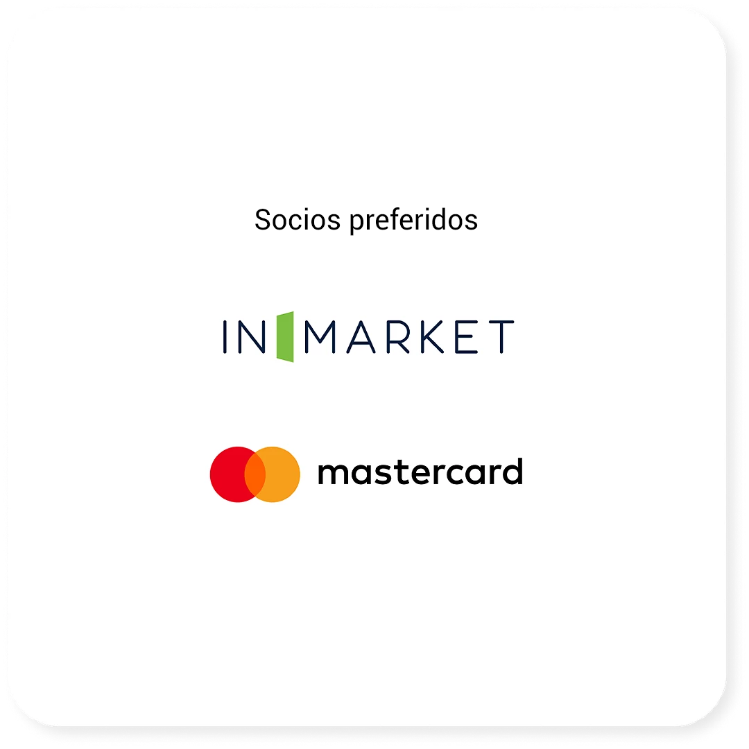 Algunos de nuestros socios de mediciones de conversión de ventas son In Market y Mastercard