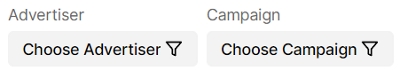 Filtros Anunciante y Campaña sin selecciones realizadas.