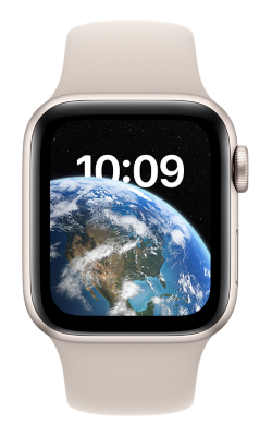 Se muestra el Apple Watch SE2 blanco.