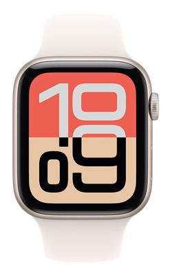 Apple Watch SE 3 44 mm - Caja de aluminio blanco estelar y correa deportiva en blanco estelar, P/M-slide-1