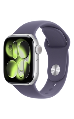 Apple Watch Series 11 42 mm - Caja de aluminio color plata y correa deportiva morado niebla P/M-slide-0
