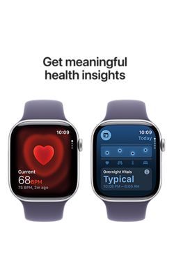 Apple Watch Series 11 46 mm - Caja de aluminio color plata y correa deportiva morado niebla P/M-slide-1