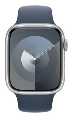 Apple Watch Series 9 45 mm - Aluminio color plata y correa deportiva azul tormenta M/G