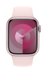 Se muestra el Apple Watch Series 9 de 41 mm rosa claro