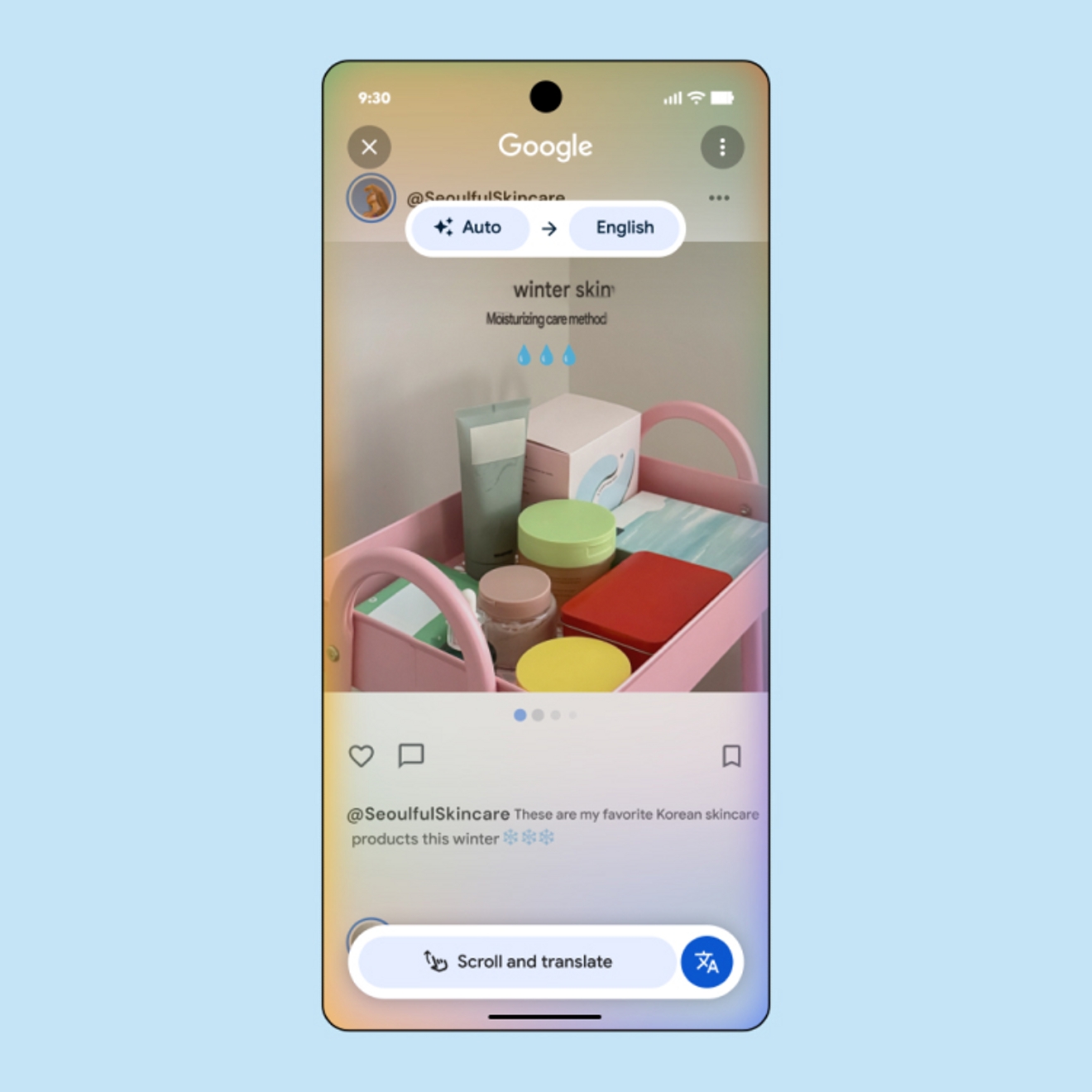 La pantalla de un teléfono móvil muestra la función Circle to Search que traduce texto de imágenes, videos y publicaciones dentro de una app.