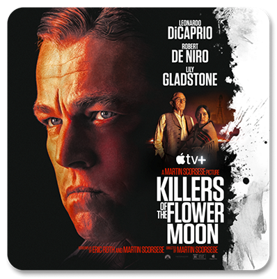 Imagen promocional de Killers of the Flower Moon, protagonizada por Leonardo DiCaprio, Robert De Niro y Lily Gladstone