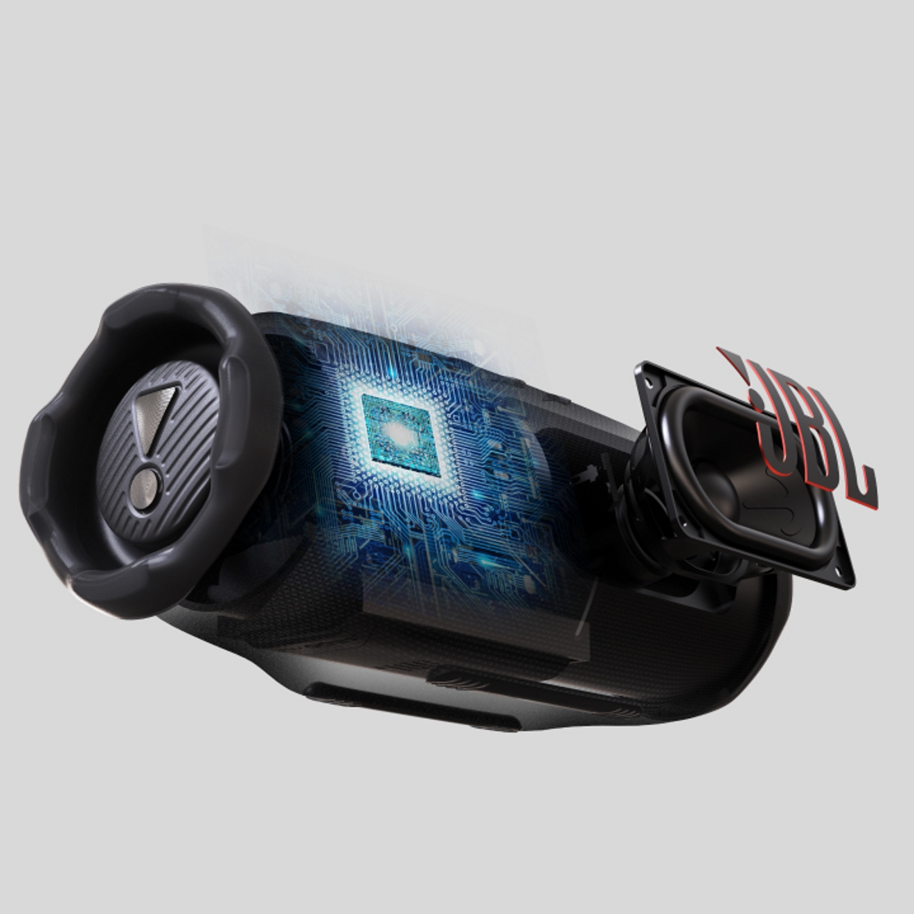 Vista ampliada del dispositivo con sonido JBL Pro