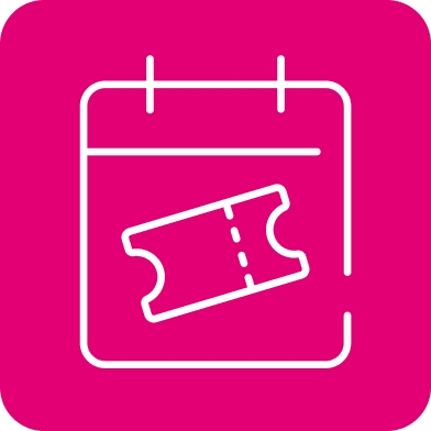 Icono de un talón de entrada en una página de calendario para Cine.