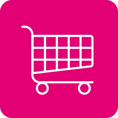 Icono de un carro de supermercado para Tienda de comestibles.