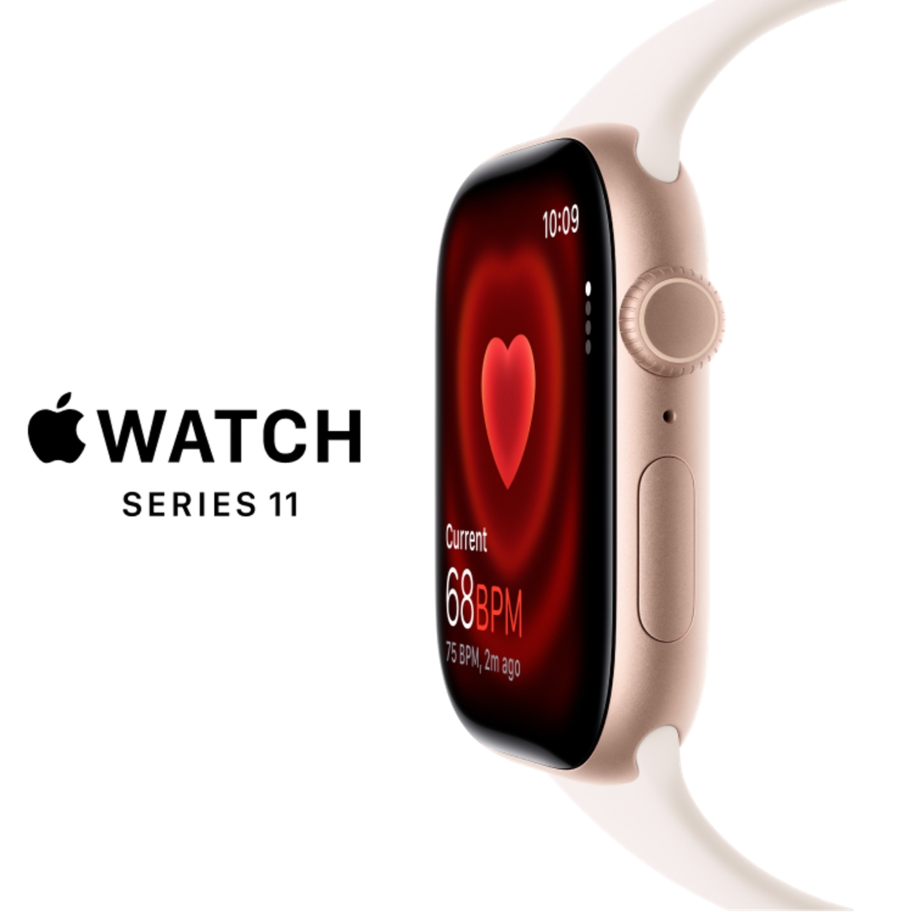 El perfil del Apple Watch Series 11 que muestra un monitor de frecuencia cardíaca.