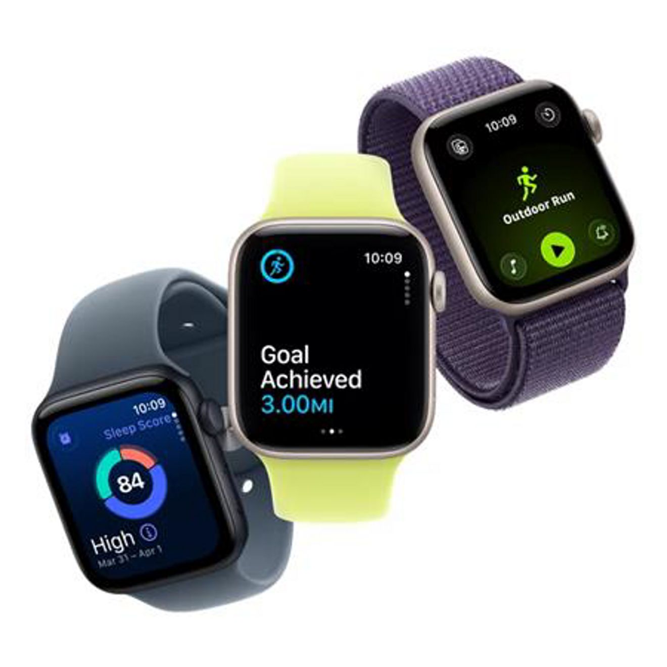 Tres ejemplos de Apple Watch SE3