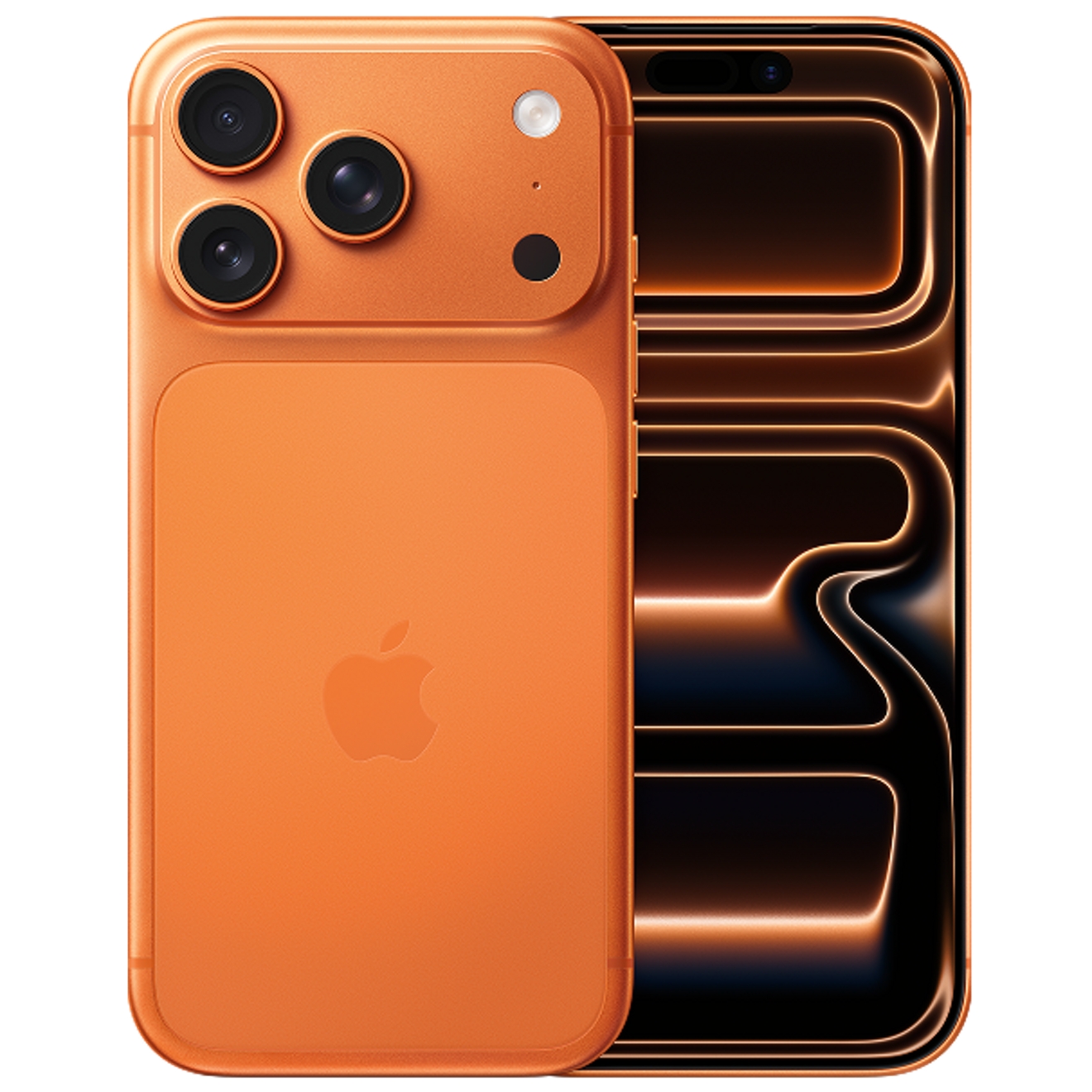 Parte posterior del iPhone 17 Pro naranja.