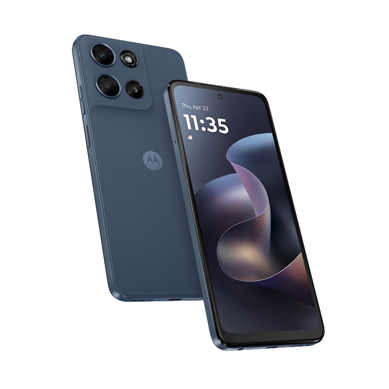 Un par de smartphones Motorola moto g, donde se destaca la pantalla de uno de los dispositivos y el diseño de la cámara trasera del otro.