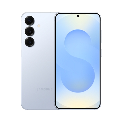 Smartphone Samsung Galaxy S25 en plateado, mostrado por delante y por detrás con triple cámara.