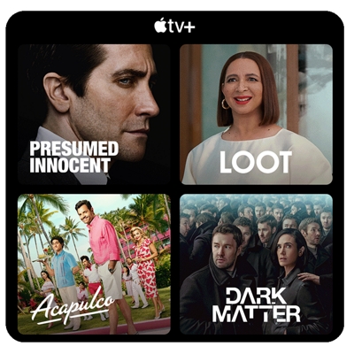 Programas de TV y películas en Apple TV Plus, como Dark Matter, Loot, Presumed Innocent y Acapulco.