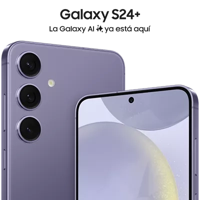 Vista frontal y trasera del Samsung S24 Plus en morado