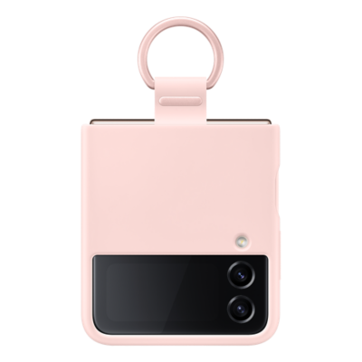 Funda de silicona con anillo para Galaxy Z Flip4 rosa
